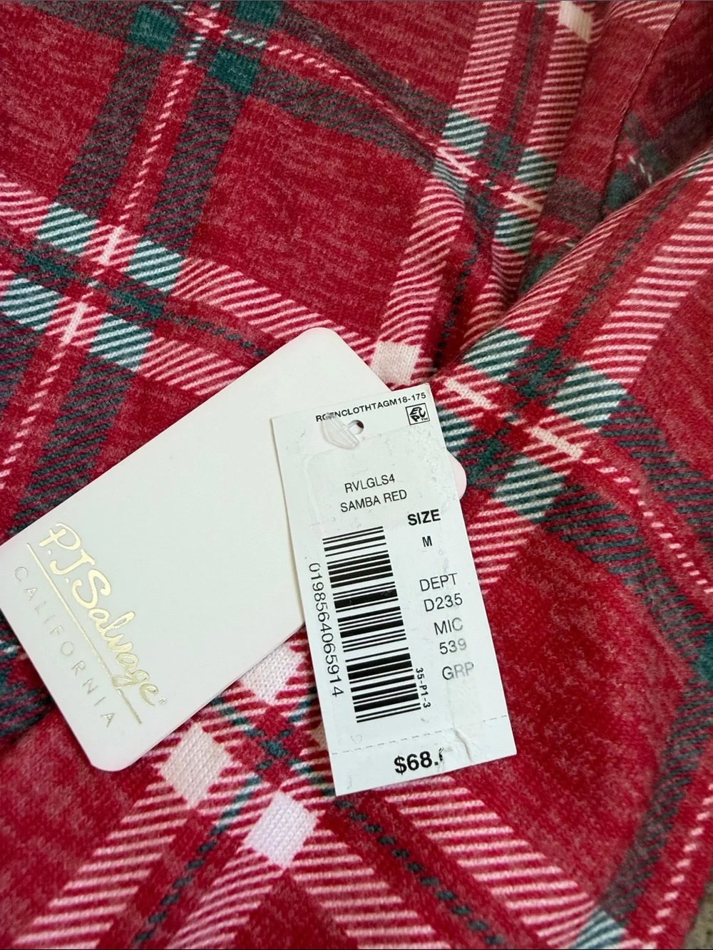 PJ Salvage Lets Get Toasty Samba Red Plaid Pajama Set NWT